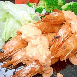  コチュ・マヨ・タルタルソースで食べるエビフライ